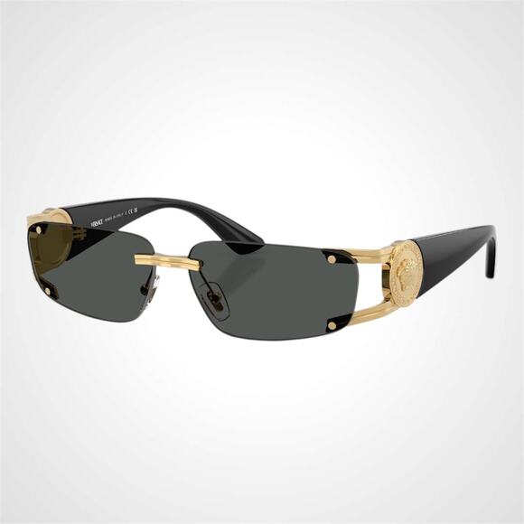 Versace Other - New VERSACE Sunglasses Black Gold Rectangle 59MM Rimless Medusa Retro Authentic